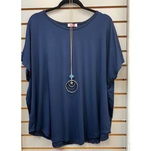 NEW YOLLY woven tee with necklace in navy